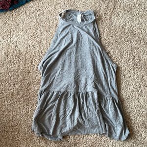 High neck gray flowy tank top